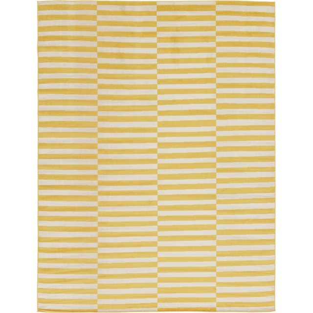 Unique Loom Williamsburg Alternating Stripes Rug 9' x 12' Rectangle Yellow/Beige