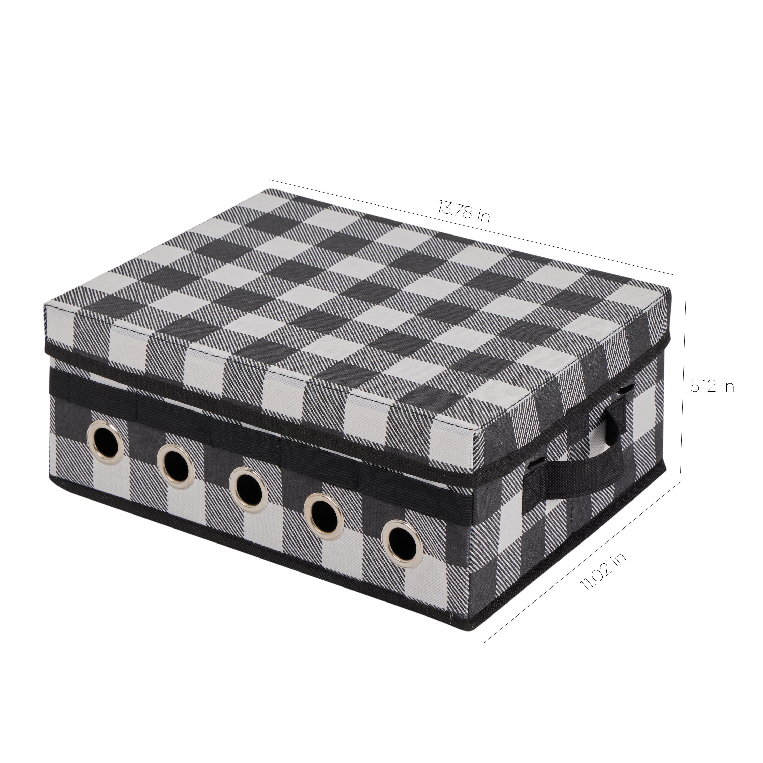 Organize It All Buffalo Plaid Gift Wrapping and Ribbon Storage Organizer Box in Black & White