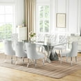 thumbnail image 6 of 94" Oversized Glass Dining Table, 12mm Thick Rectangular Tempered Glass Top, Silver Irregular Fan-Shaped Stainless Steel Base, for Dining Room, Living Room, Conference Room, 6 of 6