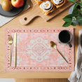 thumbnail image 2 of Pink Boho Placemats Set of 6, Vintage Abstract Tribal Decorative Oriental Placemats for Dining Table, Place Mats for Kitchen Tabletop, Waterproof Wipeable Dining Table Mats Set, 2 of 9