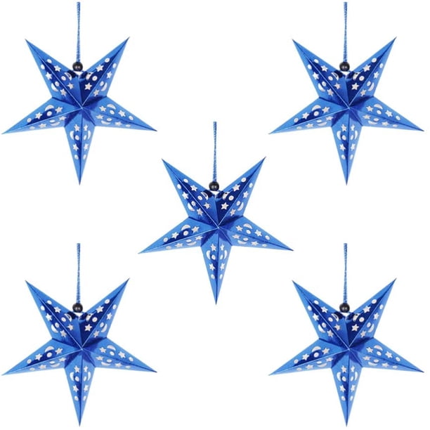 Paquete de 5 farolillos de estrella de papel, pantalla de estrella, adornos navideños colgantes para boda, fiesta de cumpleaños, decoración del hogar, Navidad, Halloween Sincero Ropa