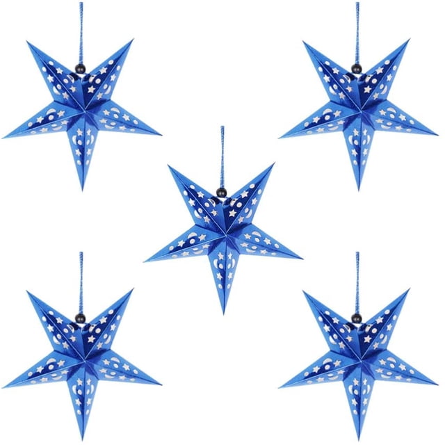 Paquete de 5 farolillos de estrella de papel, pantalla de estrella, adornos navideños colgantes para boda, fiesta de cumpleaños, decoración del hogar, Navidad, Halloween Sailing Electrónica