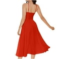 thumbnail image 4 of ATOYSOY Women's Sleeveless Elegant Casual Spaghetti Strap Cutout Retro V Neck Tea Length A Line Split Dress High Waist Beach Sundress Workout Dress for Girls Red, 4 of 4