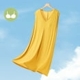 thumbnail image 2 of Chbgutlmr Nightgowns for Women Built in Bra V Neck Sleeveless Sleep Shirts Pleated Solid Color Comfy Tank Top Dress Pajamas, 2 of 5