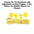 thumbnail image 3 of Elastic No Tie Shoelaces with Adjustable Locking Toggles, 1 Set, Yellow, for Athletic Sports for Women, 3 of 3