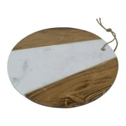 LA BELLA HOME | Natural White Marble with Mango Wood 12" X 12" | Wood-Marble Cheese Board | Servingboard