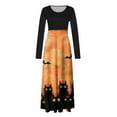 thumbnail image 4 of Halloween Dress for Women Long Sleeve Pumpkin Print Maxi Dress Witch Costume Fall Party Gothic Outfit, 4 of 4
