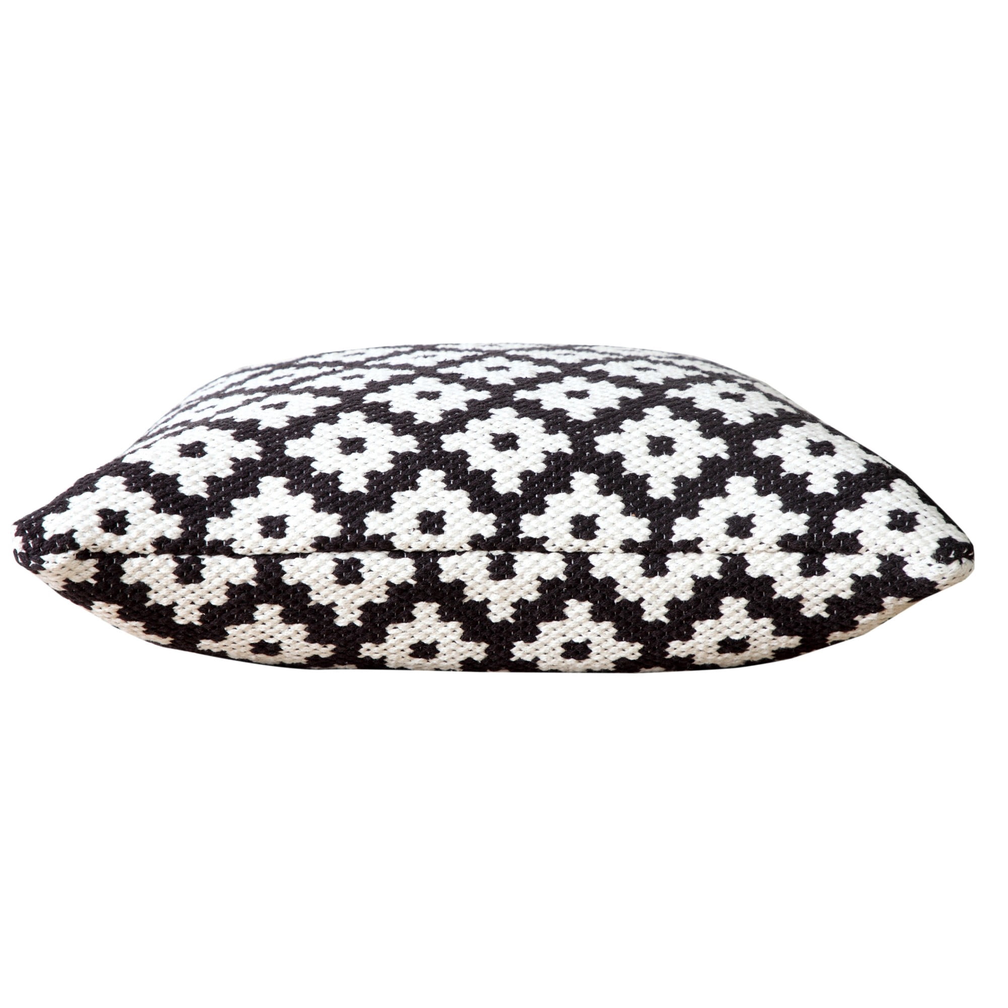 Harlow Hill Glenn 20" x 20" Diamond Cotton Blend Adult Decorative Feather Filled Pillow, Black/White