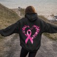 thumbnail image 2 of GEWSEY Womens Cancer Awareness Hoodies Ribbon Graphic Fall Winter Fleece Oversized Sweatshirt With Pocket (Black, XXL), 2 of 5