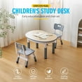 thumbnail image 2 of ZOPan Round Activity Table and Chairs Set, Height Adjustable Plastic Art Desk with 2 Seats, Set Table Set, Maple Top With Grey Border, 2 of 7
