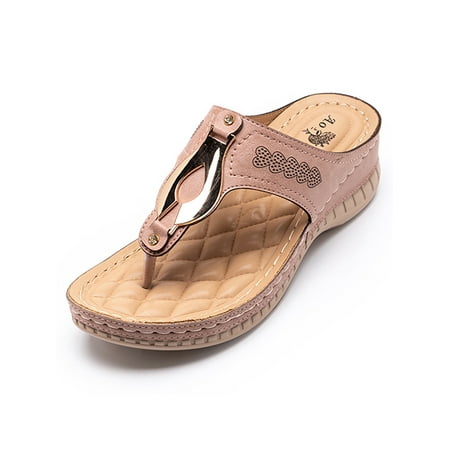 

Rotosw Womens Sandals Slip On Flip-flops Beach Thongs Women Slide Slippers Ladies Non-Slip Summer Casual Shoes Pink 5