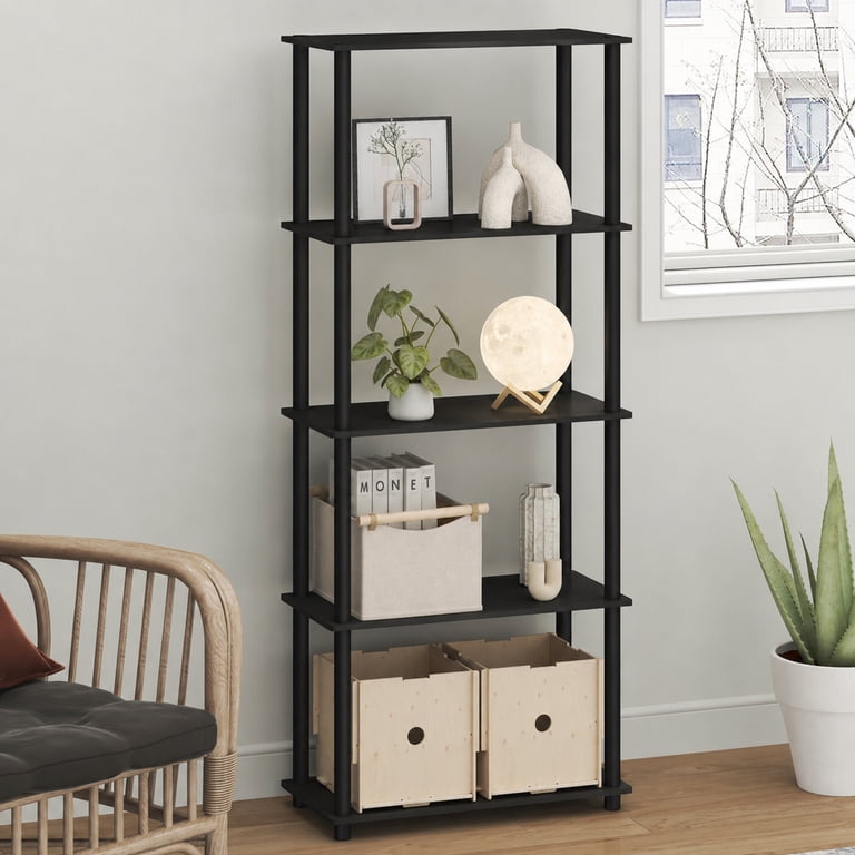 Furinno Turn-N-Tube 5-Tier Shelving Unit, Black photo 1
