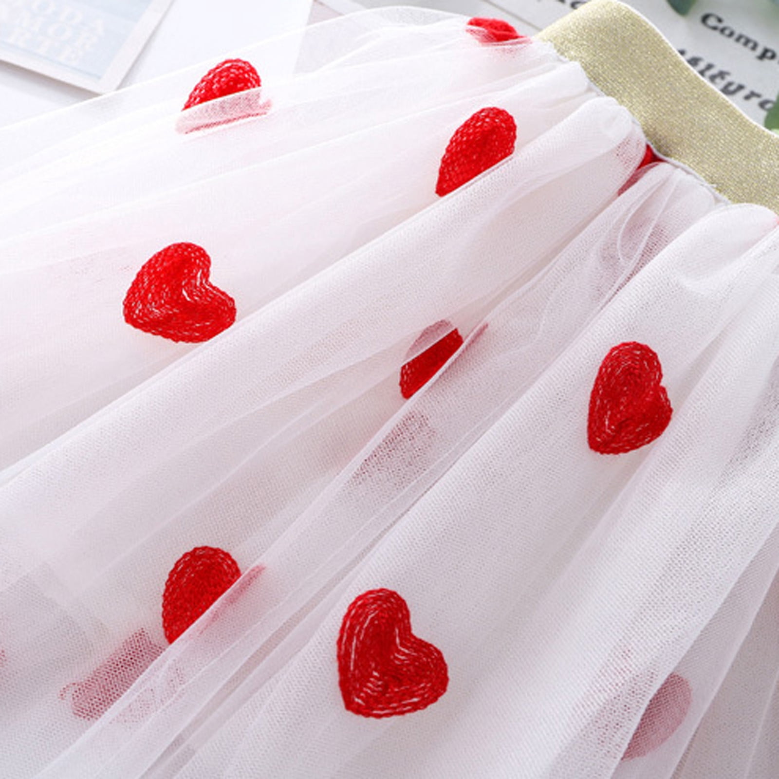 RMGVDSD Valentine's Day Toddler Kids Baby Girls Tutu Skirt Heart Embroidery Mesh Ballet Tutu Skirts Dancing Princess Skirt Dresses Easter Outfit