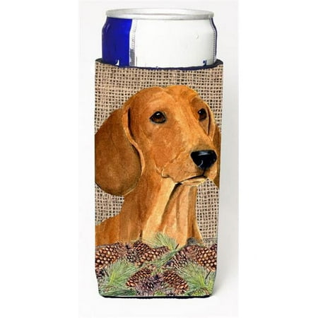

Dachshund On Faux Burlap With Pine Cones Michelob Ultra bottle sleeve for Slim Can