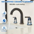 thumbnail image 5 of Wowkk Sanitary Ware Brass Bathroom Sink Faucet 2 Handles Widespread Bathroom Faucet 3 Hole, Pop-Up Drain and cUPC Supply Lines Included, Basin Faucets for Vanity Rv Restroom, Oil Rubbed Bronze, 5 of 10