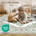 thumbnail image 4 of ODIKA 9'x12' Washable Area Rug Sage Bordered Traditional Symmetrical Motif Worn Entry Vintage for Master Suite, California King, Under Bed, Non-Shedding, Easy Care, 4 of 7