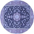 thumbnail image 1 of Ahgly Company Machine Washable Indoor Round Medallion Blue Traditional Area Rugs, 7' Round, 1 of 4