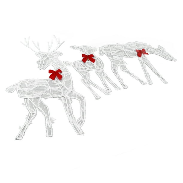 Reno De Navidad Iluminado, Conjunto Familiar De Ciervos De Navidad Iluminado Con Luces LED Para Exteriores
