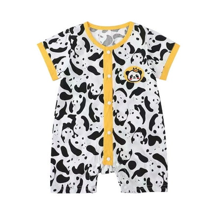 

Baby Boy Girl Romper Cartoon Cow One Piece Infant Short Sleeve Soft Cotton Sleepwear Jumpsuit for 0-12 Month