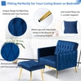 thumbnail image 6 of ACMEASE Velvet Accent Chair with Adjustable Armrests and Backrest,Single Recliner Armchair with Ottoman, Blue, 6 of 7