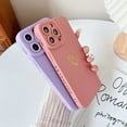 thumbnail image 4 of Compatible with iPhone 14 Pro Max Case 6.7" 2022,Cute Plated Love Heart with Anti-Fall Lens Cameras Cover Protection Soft TPU Shockproof Anti-Drop Phone Case for Women Girls Men,Pink, 4 of 12