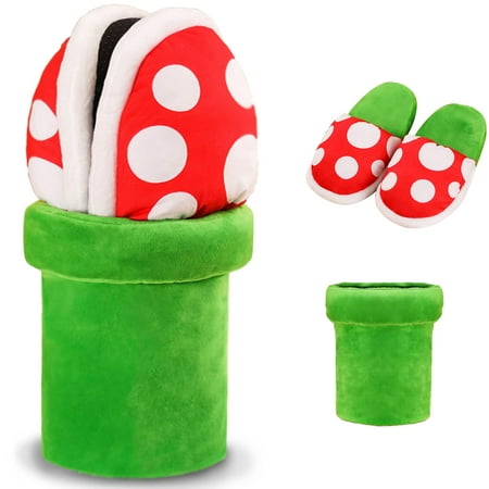

Super Mario Piranha Plants Plush Slippers Loafer with Pipe Pot Holder Birthday Christmas Gifts for Women Mens Teens One size
