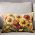 thumbnail image 3 of Summer Sunflowers Throw Pillow Cover 12 x 20 Inch Decorative Pillow Cover Spring Oil Painting Red Yellow Floral Lumbar Pillowcase Seasonal Rectangle Cushion Case for Couch Sofa Bed Living Room, 3 of 7