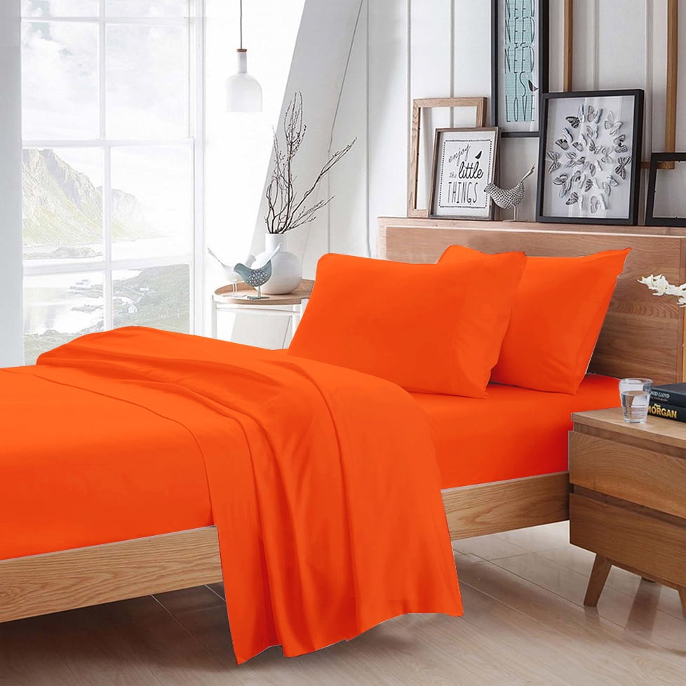Orange Solid Sheet Set RV Camper & BUNK Bed All Sizes 1000 TC Egyptian Cotton 