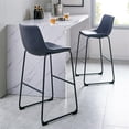 thumbnail image 4 of Pemberly Row 30" Industrial Faux Leather Barstools in Navy Blue (Set of 2), 4 of 4
