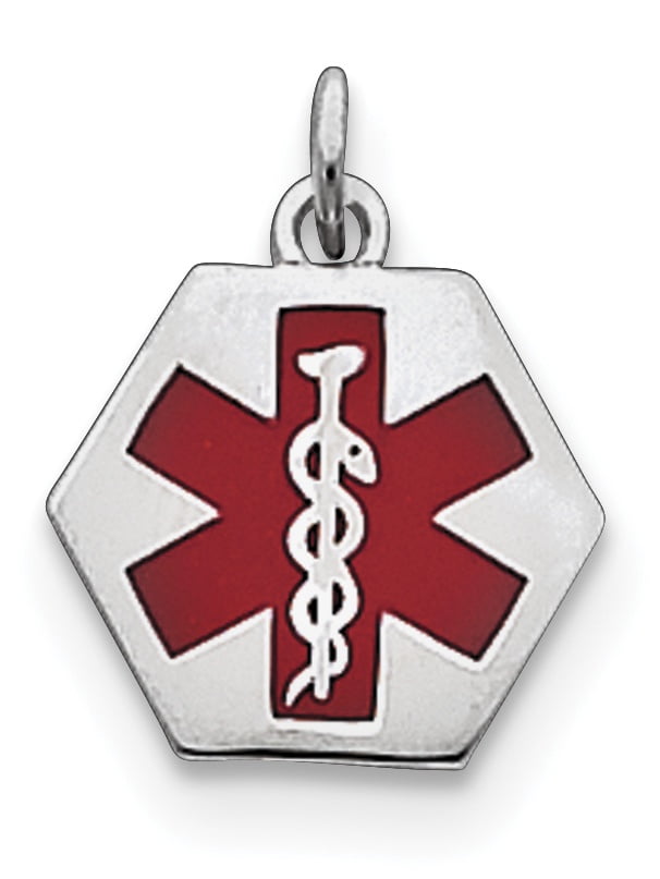 Sterling Silver Rhodium-plated Medical Jewelry Charm Sterling Silver 