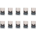 thumbnail image 1 of Conector USB 3.1 tipo C Winyuyby (10 unidades), 14 pines, hembra, receptáculo, orificios pasantes, PCB, 180°, blindaje vertical, USB-C1, 1 of 6