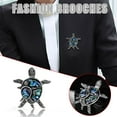 thumbnail image 2 of Piedra Broche Figural Azul Pin Animal Vintage Tortuga Vidrio Enorme Broche, 2 of 8