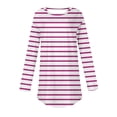thumbnail image 4 of felwors Women's Striped Long Sleeve Tunic Top - Long Length Casual Sweatshirt Shirt Hot Pink, XL, 4 of 5