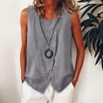 thumbnail image 2 of Camisole Tops For Women Casual Gray Cotton Linen Tank For Comfy Wear Sleeveless Crewneck Shirt Blouse Loose Fit Buttoned Decorative Vest Summer Tops For Women, 2 of 7