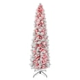 thumbnail image 5 of Puleo International  7.5 ft. Pre-Lit Flocked Portland Pine Artificial Pencil Tree, 5 of 5