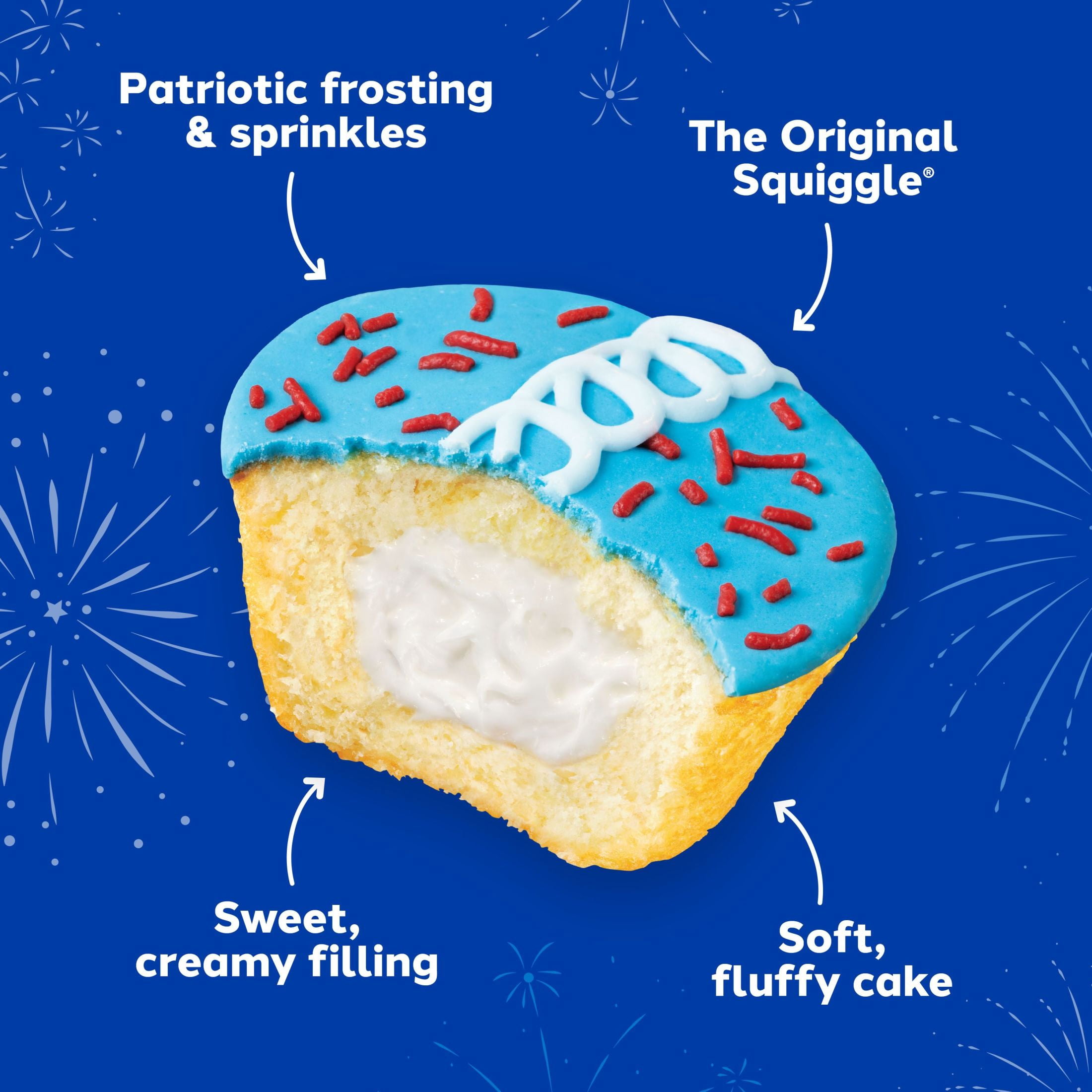 Hostess Patriotic Cupcakes, Golden Snack Cakes, 11.57 oz Box (8 Pouches)