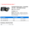 thumbnail image 2 of Camshaft Position Sensor - Compatible with 2001 - 2005 BMW 325i Base 2002 2003 2004, 2 of 2
