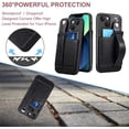 thumbnail image 5 of for iPhone 13, PU Leather Wallet Case Back with Elastic Card Slot Magnetic Clasp Kickstand Hand Strap Protective Cover for iPhone 13 6.1 inch 2021 (Black), 5 of 11