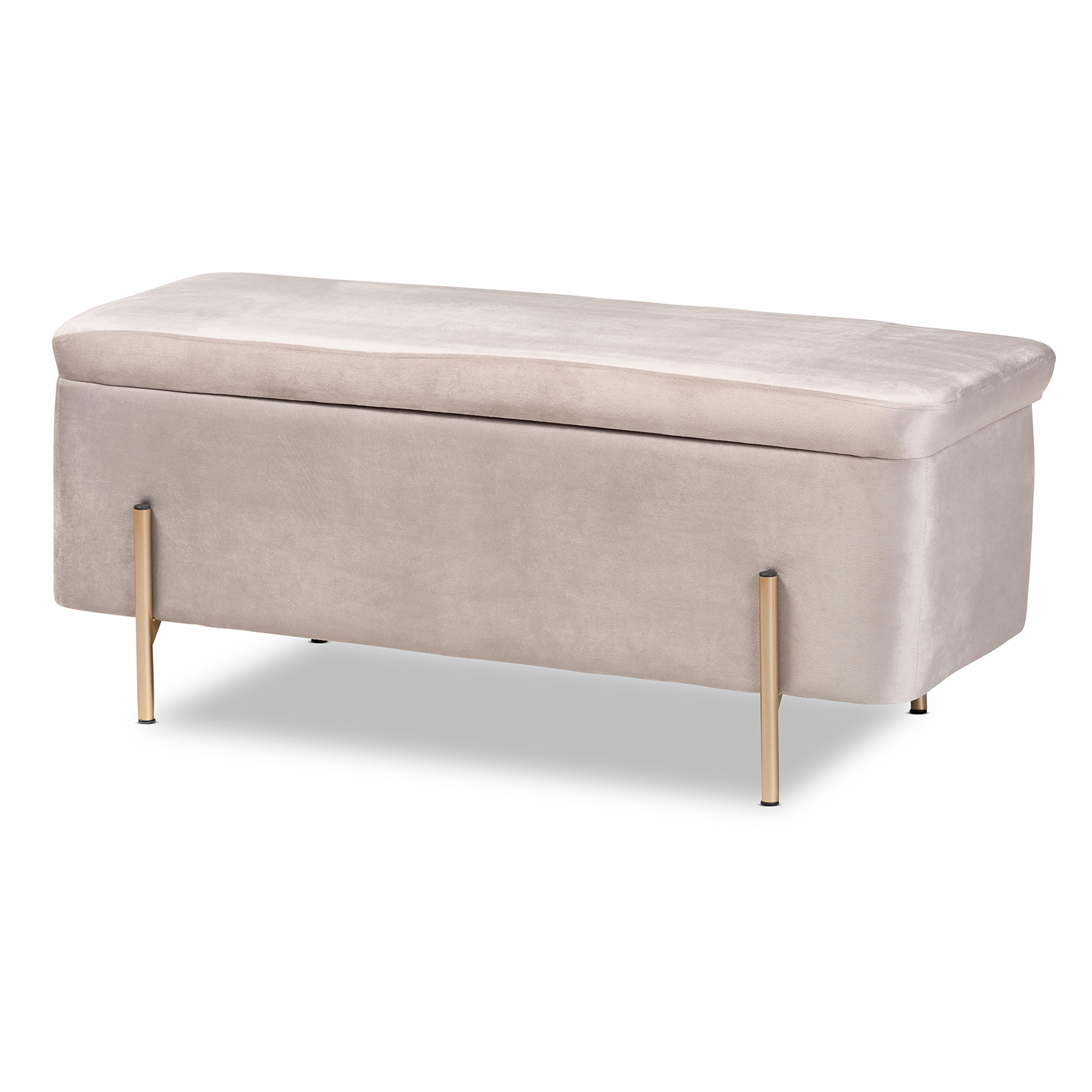 Baxton Studio Rockwell Upholstered & Storage Bench, Grey