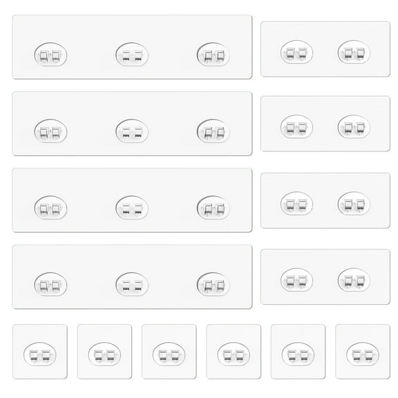 14 Pack Shower Caddy Adhesive Replacement, Transparent Strong Adhesive Hooks, No Drilling, Waterproof Wall Hooks for Shower Caddy, Bathroom Storage Shelves and Kitchen Racks