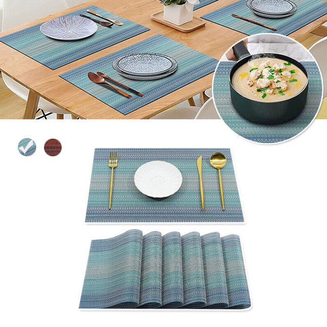 Ymall Set of 6 Pieces Placemats,11.8x17.7in PVC NonSlip Washable Place