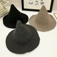 thumbnail image 6 of Dewadbow Modern Witch Hat Wool Halloween Knit Cap Women Pointed Spire Hat, 6 of 6