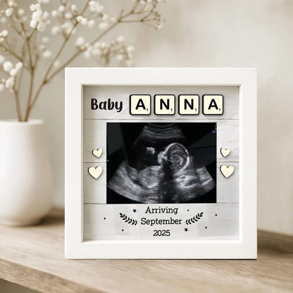 Personalized Baby Ultrasound Frame, Custom Sonogram Picture Keepsake, Pregnancy Announcement Decor, New Baby Reveal Gift for Expecting Parents