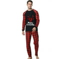 thumbnail image 3 of Odeerbi Christmas Pajamas for Family Holiday Plaid Long Sleeve Family Christmas Pajamas Matching Sets Dad Merry Christmas Print Parent-child Suit Two-Piece Sleepwear Xmas PJs Set Red, 3 of 7