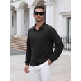 thumbnail image 3 of COOFANDY Long Sleeve Polo Shirts for Men Knit Polo Sweater Lightweight Ribbed Pullover Sweater for Men Casual Collared Shirts for Daily Life, Business and Sports in Autumn and Winter, 3 of 7