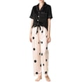thumbnail image 1 of Gibobby Camisón de mujer Conjunto de pijamas Ropa de dormir Conjunto de lencería de mujer Sexy Nuevo Traje de ropa interior sexy Satén de seda Mujeres Top de manga corta y pantalones (Negro, M), 1 of 5