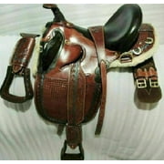 Barcoo Australian Hand Tooled Carved Australian Stock Horse Saddle Real Leather Australian Aussie Style Saddle with Complete Set