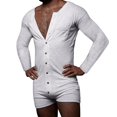 thumbnail image 1 of Mens Onesie Pajamas Henley Jumpsuit Button Down Sleepwear, 1 of 5