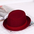 thumbnail image 2 of longantii Summer Breathable Mesh Pork Pie Hat,Cool Mesh Pork Pie Hat with Matching Ribbon & Emblem,for Beach, Parties & Daily Wear Wine, 2 of 6