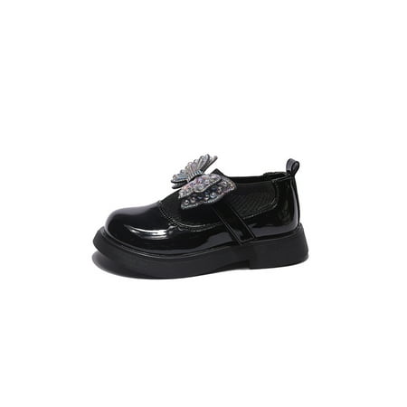 

Kesitin Kids Flats Uniform Dress Shoes Bowknot Loafers Plush Lined Winter Warm Leather Shoe Wedding Slip On Black with Plush Lined 5C